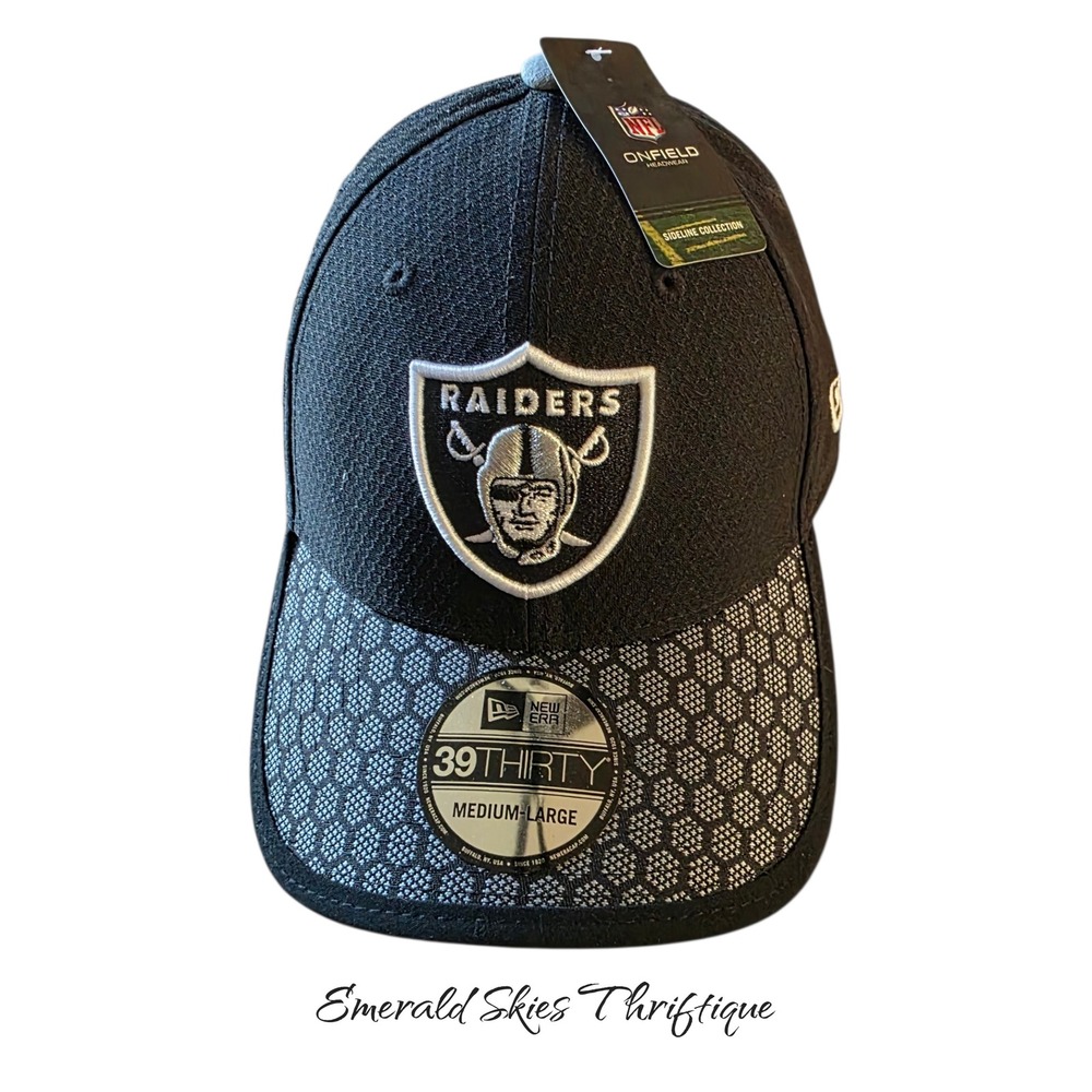 New Era Raiders NFL Team Classic Logo Black 39Thirty Flex Fit Hat Cap free ship